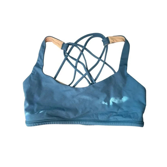 Lululemon Free To Be Women's Blue Cross Back Scoop Neck Sport‎ Bra Size 8 - Picture 1 of 4